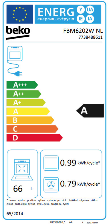 Beko FBM6202WNL AeroPerfect energielabel