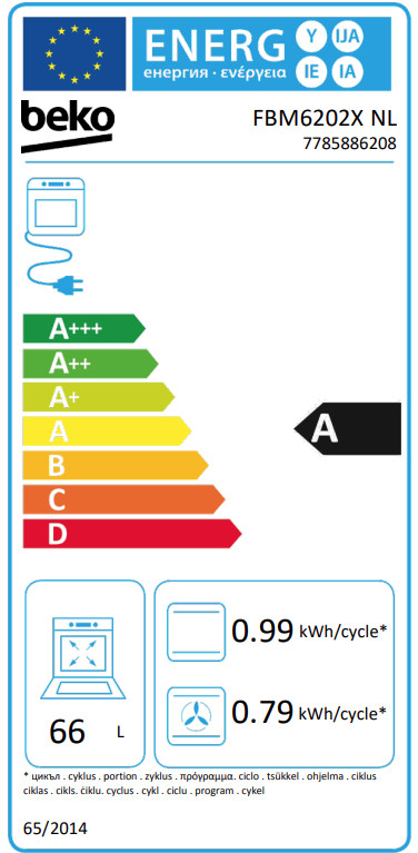 Beko FBM6202XNL AeroPerfect energielabel