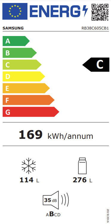 Samsung RB38C605CB1/EF energy label
