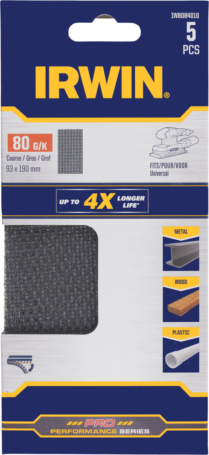 Irwin Schuurgaas 1/3 Vlakschuur 190x93 mm K80 (5x) verpakking