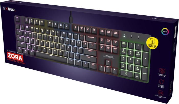 Trust GXT 871 Zora Mechanical Gaming Keyboard Azerty verpakking