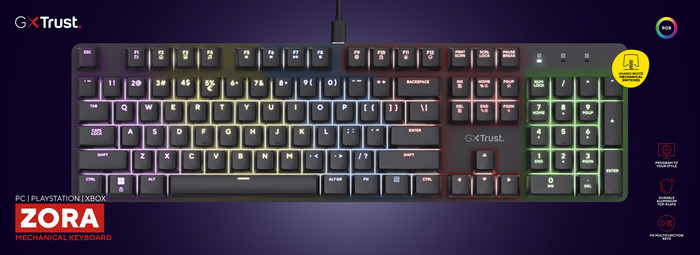 Trust GXT 871 Zora Mechanical Gaming Keyboard Azerty verpakking
