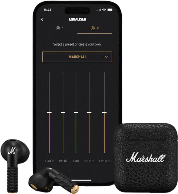 Marshall Minor IV TW Zwart detail