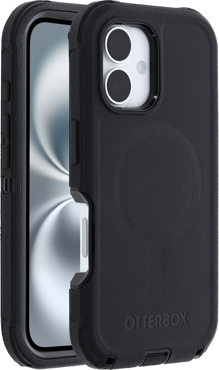 Otterbox Defender Apple iPhone 16 Back Cover Zwart rechterkant