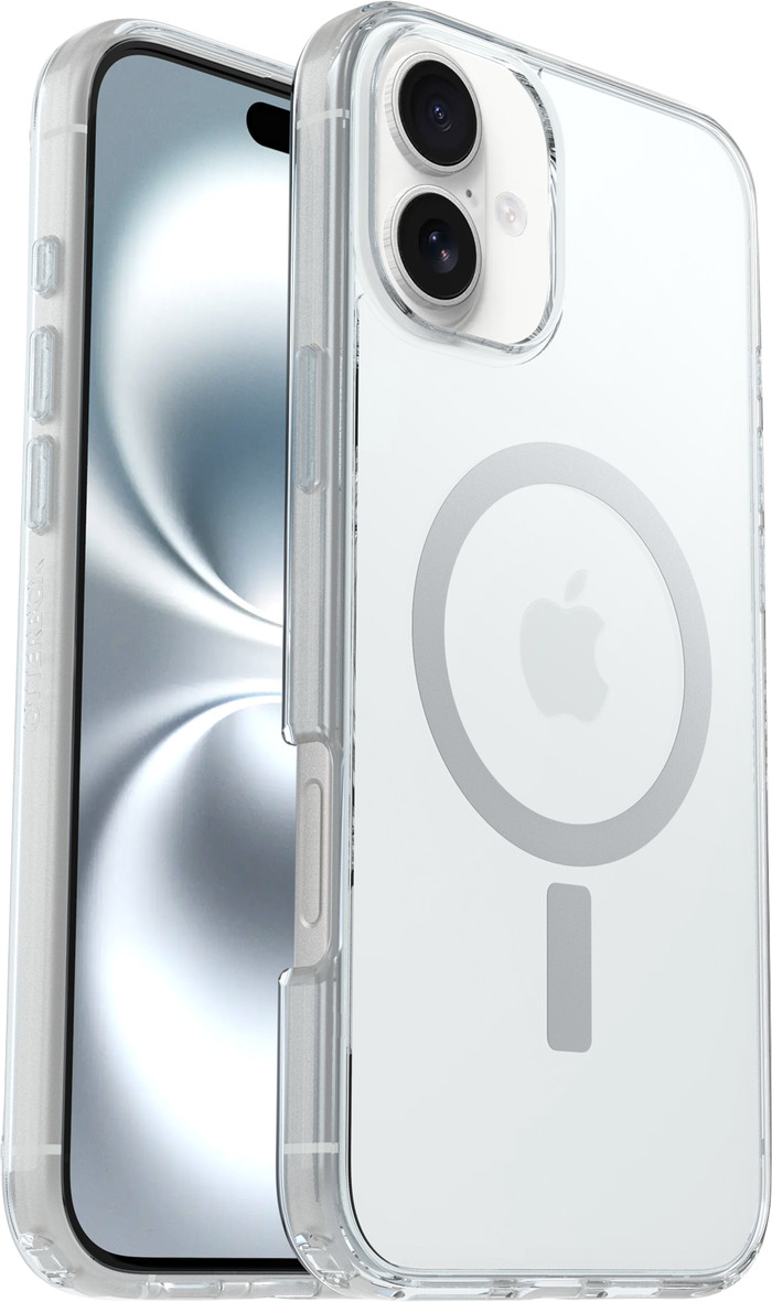 Otterbox Symmetry Apple iPhone 16 Plus Back Cover met MagSafe Magneet Transparant rechterkant