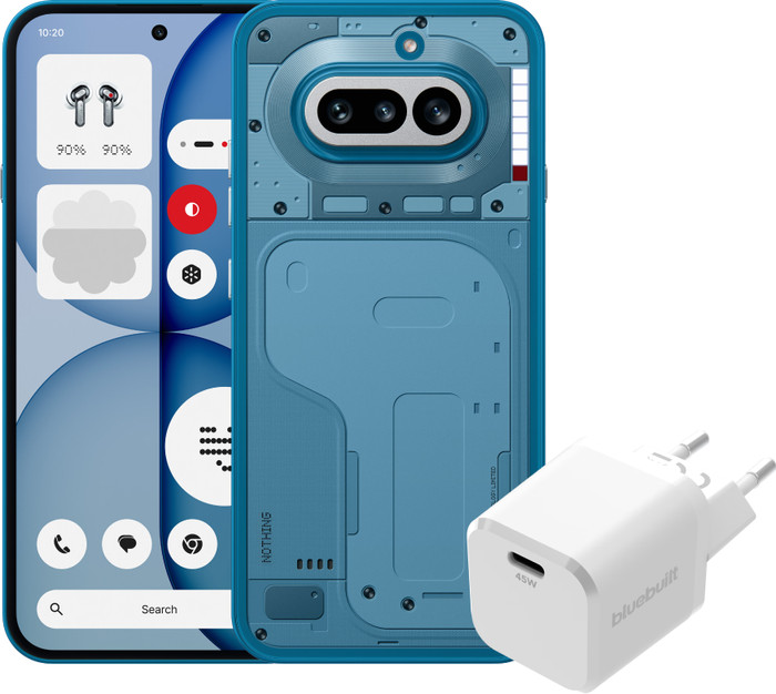 Nothing Phone (4a) 256GB Blauw 5G + BlueBuilt Oplader met Usb C Poort 45W Wit Main Image