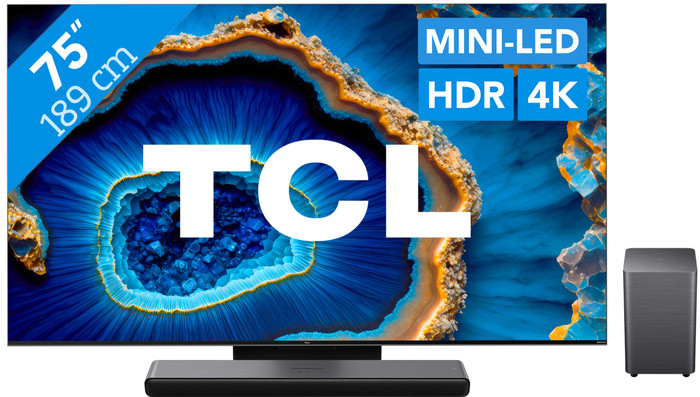 TCL QD Mini-LED 75C803 (2023) + TCL S55H 2.1 Soundbar Main Image