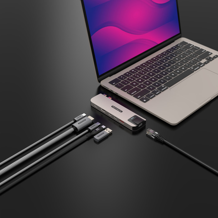 Sitecom MacBook Air Multiport Hub 6-en-2 Or détail