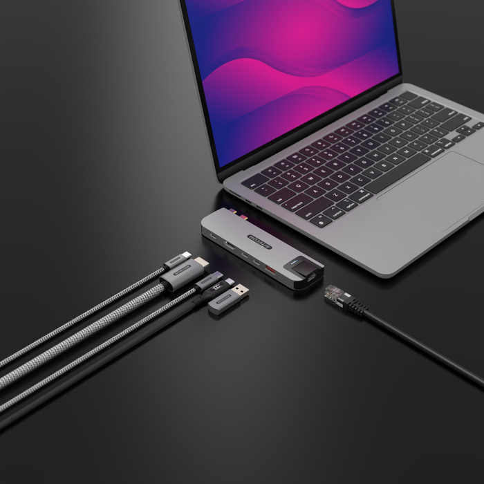 Sitecom MacBook Air Multiport Hub 6-en-2 Argent détail