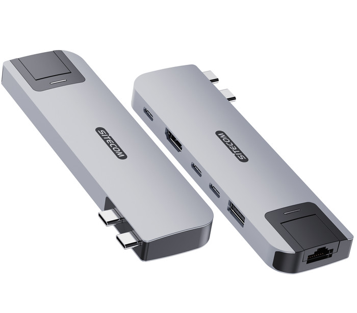 Sitecom MacBook Air Multiport Hub 6-en-2 Argent avant