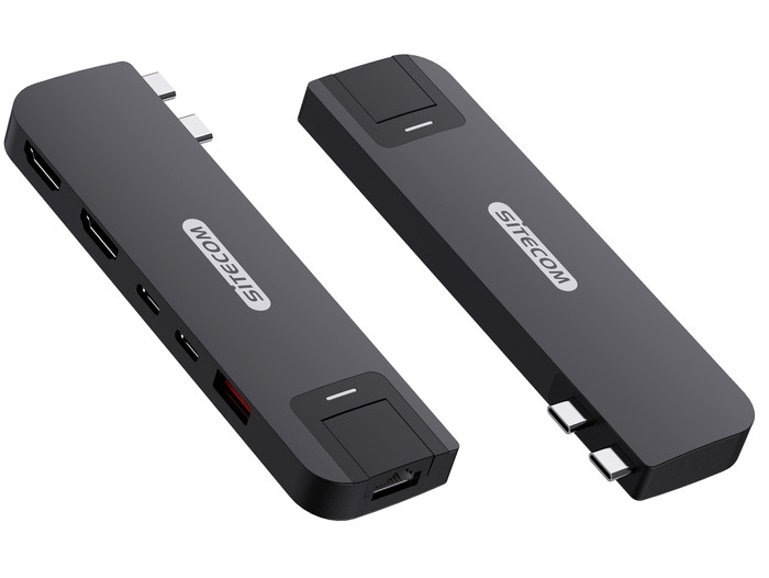 Sitecom MacBook Pro Multiport Hub 6 in 2 Zwart voorkant