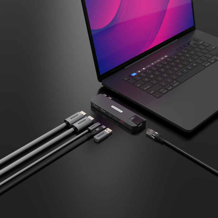 Sitecom MacBook Pro Multiport Hub 6 in 2 Zwart detail
