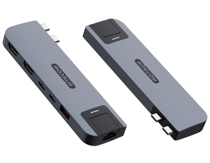 Sitecom MacBook Pro Multiport Hub 6-en-2 Gris avant