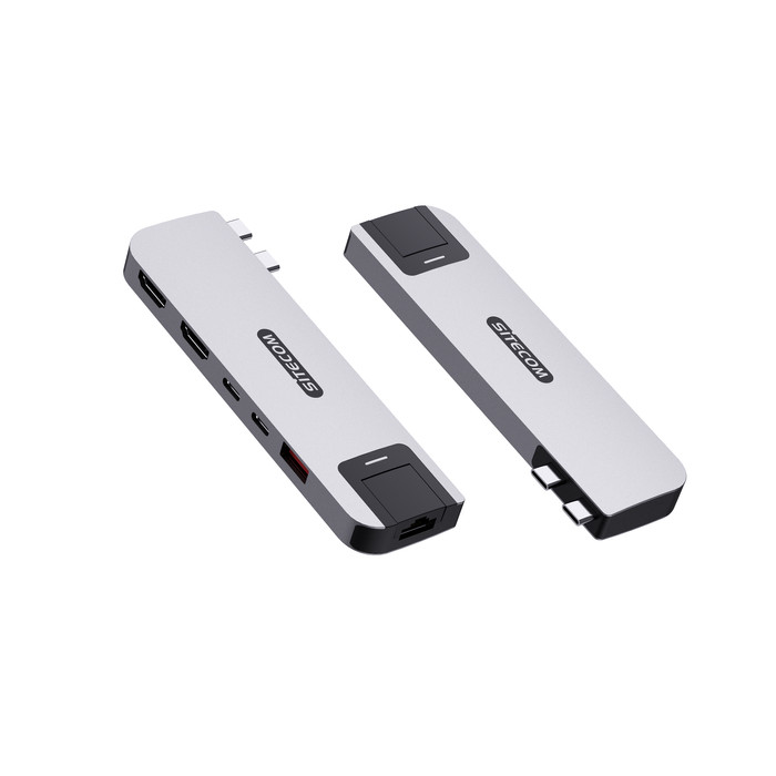 Sitecom MacBook Pro Multiport Hub 6-en-2 Argent avant