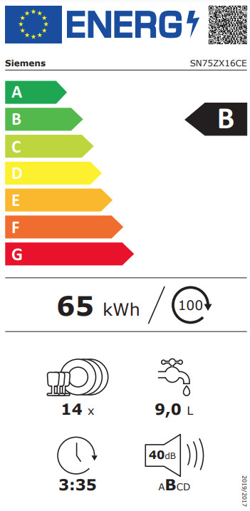Siemens SN75ZX16CE energielabel