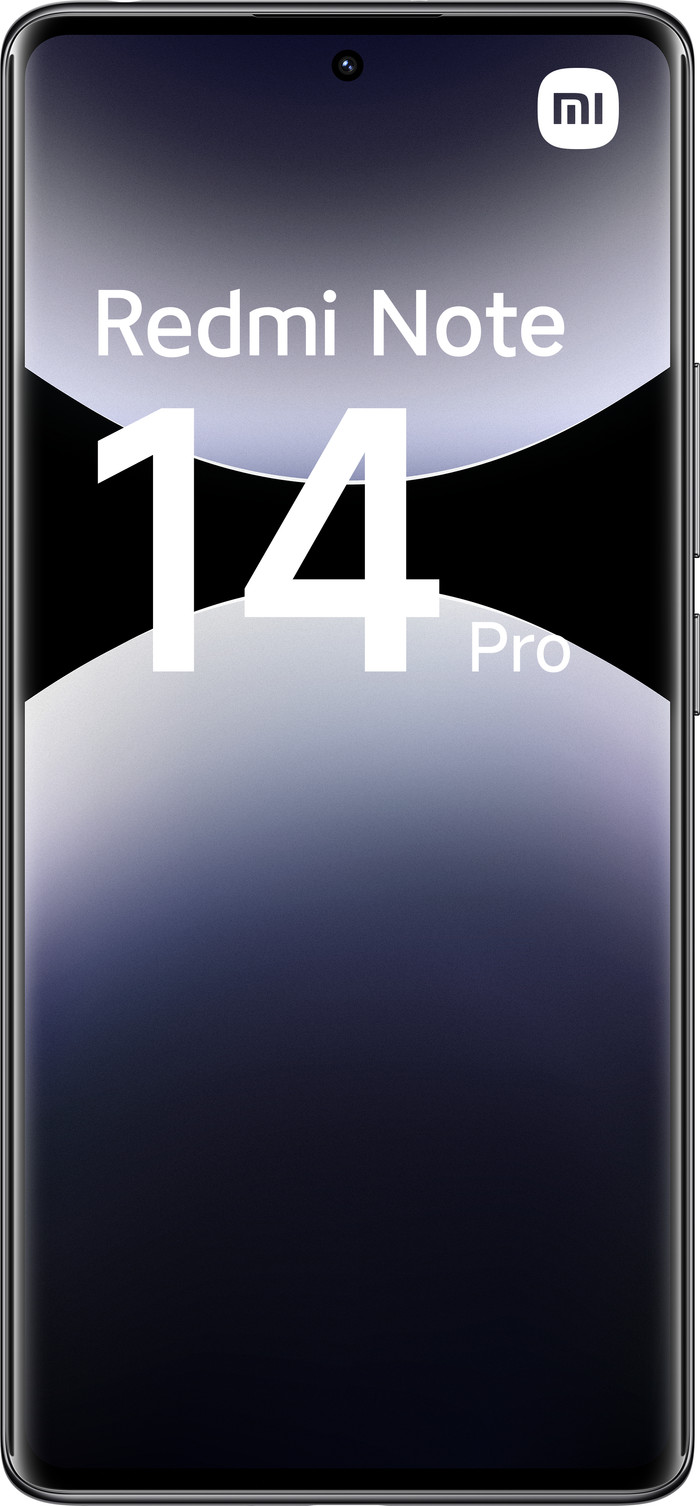 Redmi Note 14 Pro 256GB Black 4G + BlueBuilt Charger with 3 USB Ports 65W Black front