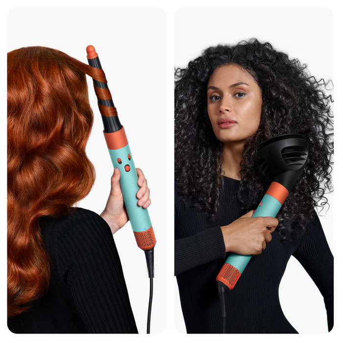 Dyson Airwrap i.d. Curly + Coily Ceramic Patina/Topaz produkt in gebrauch