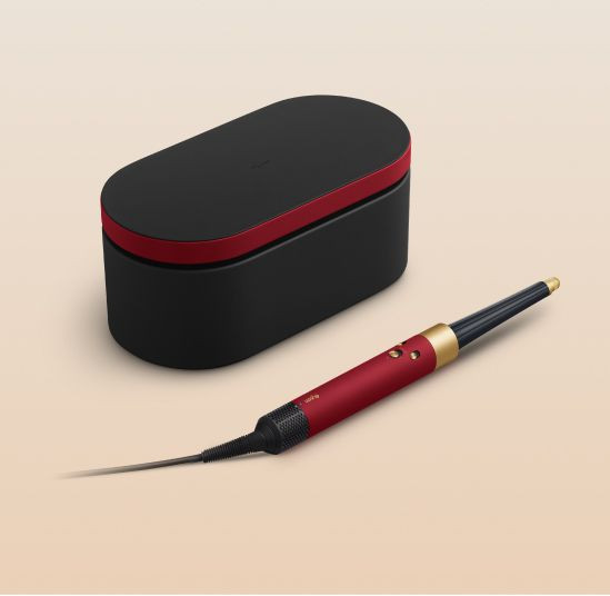 Dyson Airwrap i.d. Straight + Wavy Red Velvet/Gold product in use