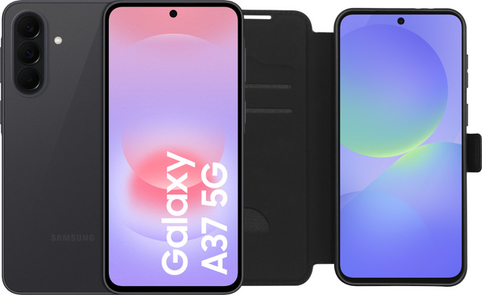 Samsung Galaxy A37 256GB Zwart 5G + BlueBuilt Book Case Zwart Main Image