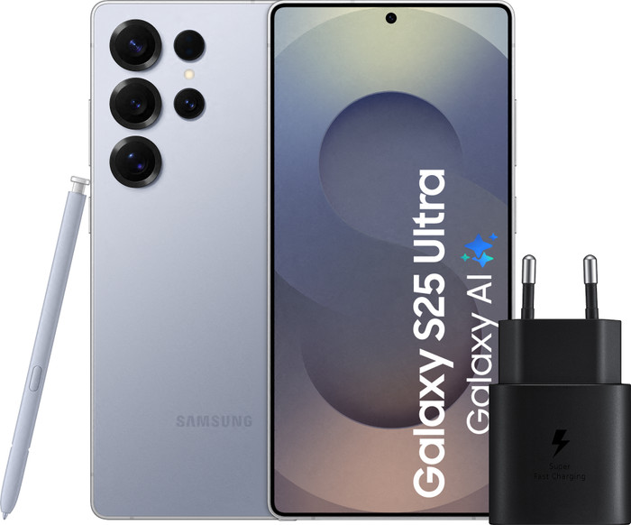 Samsung Galaxy S25 Ultra 256GB Zilver 5G + Samsung Oplader 25 Watt Zwart Main Image
