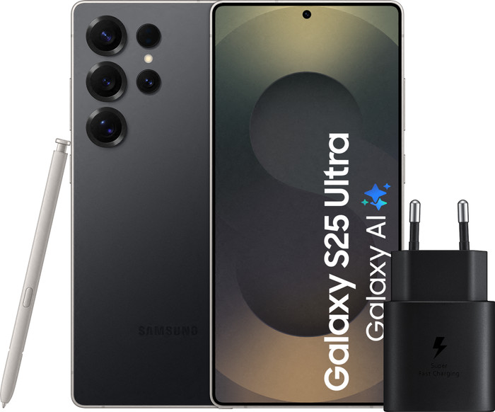 Samsung Galaxy S25 Ultra 256GB Zwart 5G + Samsung Oplader 25 Watt Zwart Main Image