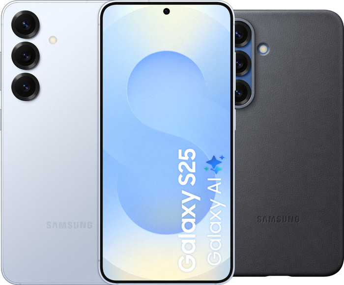 Samsung Galaxy S25 256GB Lichtblauw 5G + Samsung Kindsuit Back Cover Zwart Main Image