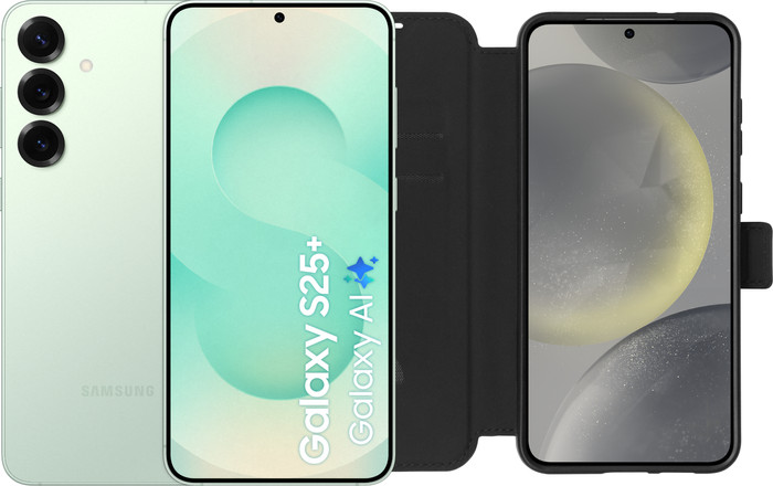 Samsung Galaxy S25 Plus 256GB Mint 5G + BlueBuilt Book Case Zwart Main Image