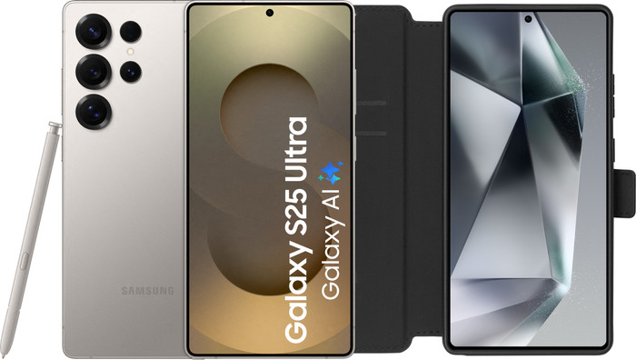 Samsung Galaxy S25 Ultra 512GB Grijs 5G + BlueBuilt Book Case Zwart Main Image