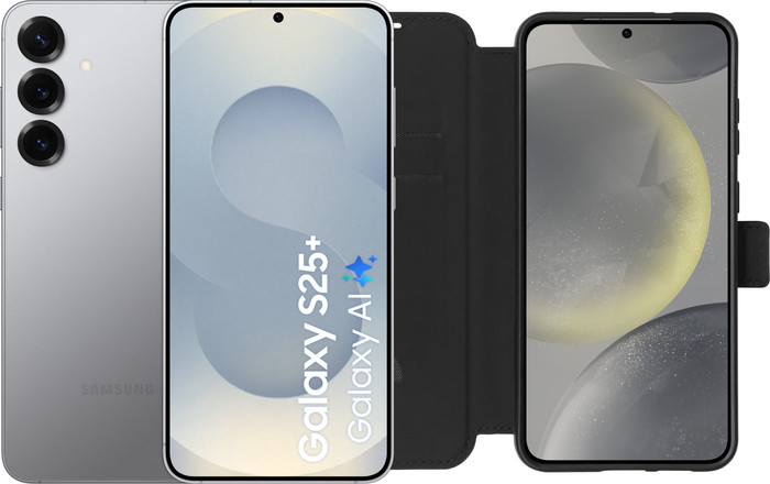 Samsung Galaxy S25 Plus 512GB Zilver 5G + BlueBuilt Book Case Zwart Main Image