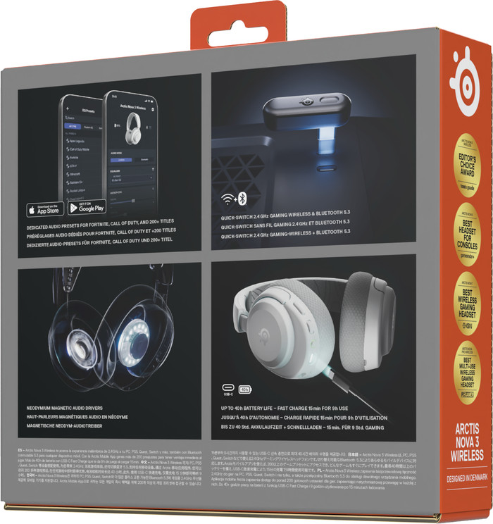 SteelSeries Arctis Nova 3 PC Draadloze Gaming Headset Wit verpakking