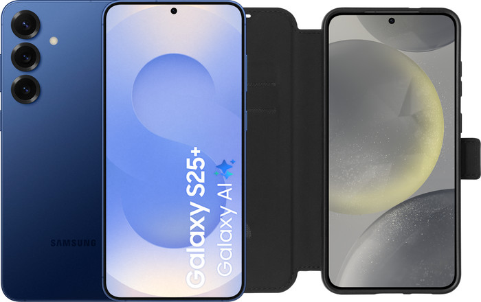 Samsung Galaxy S25 Plus 256GB Donkerblauw 5G + BlueBuilt Book Case Zwart Main Image