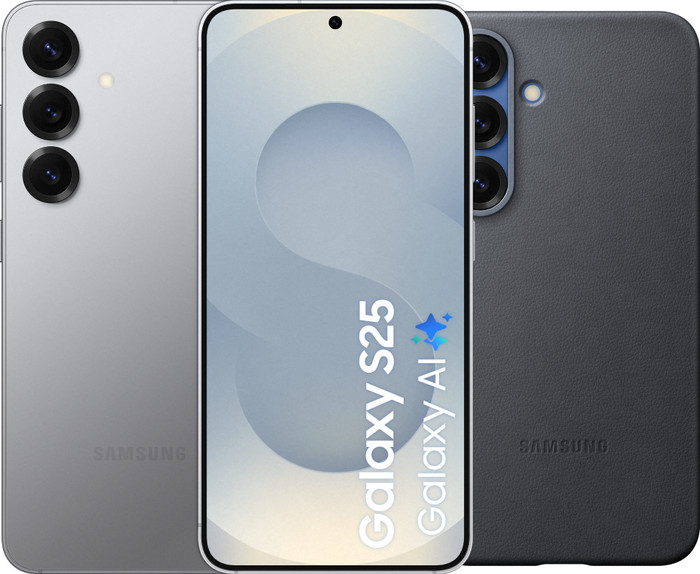 Samsung Galaxy S25 128GB Zilver 5G + Samsung Kindsuit Back Cover Zwart Main Image