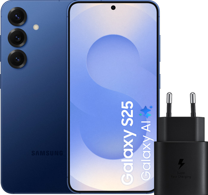 Samsung Galaxy S25 512GB Donkerblauw 5G + Samsung Oplader 25 Watt Zwart Main Image