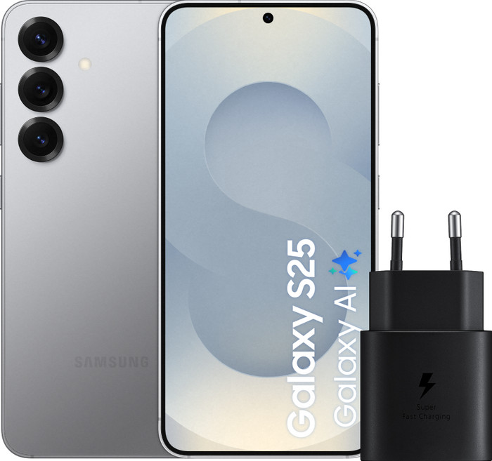 Samsung Galaxy S25 256GB Zilver 5G + Samsung Oplader 25 Watt Zwart Main Image