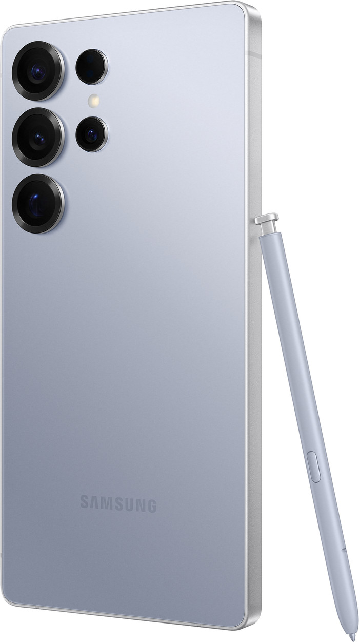 Samsung Galaxy S25 Ultra 1TB Zilver 5G + BlueBuilt Book Case Zwart achterkant