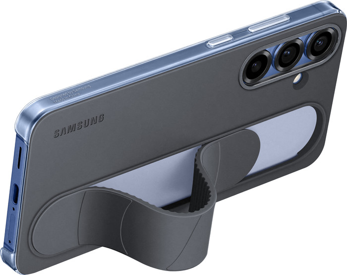 Samsung S25 Plus Standing Grip Back Cover Black product in use