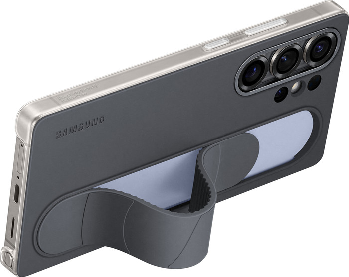 Samsung S25 Ultra Standing Grip Backcover Schwarz produkt in gebrauch