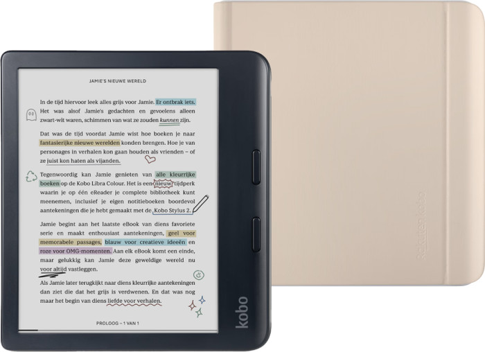 Kobo Libra Colour Zwart + Sleep Cover Beige Main Image