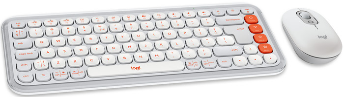 Logitech Pop Icon Combo toetsenbord en muis set Wit voorkant