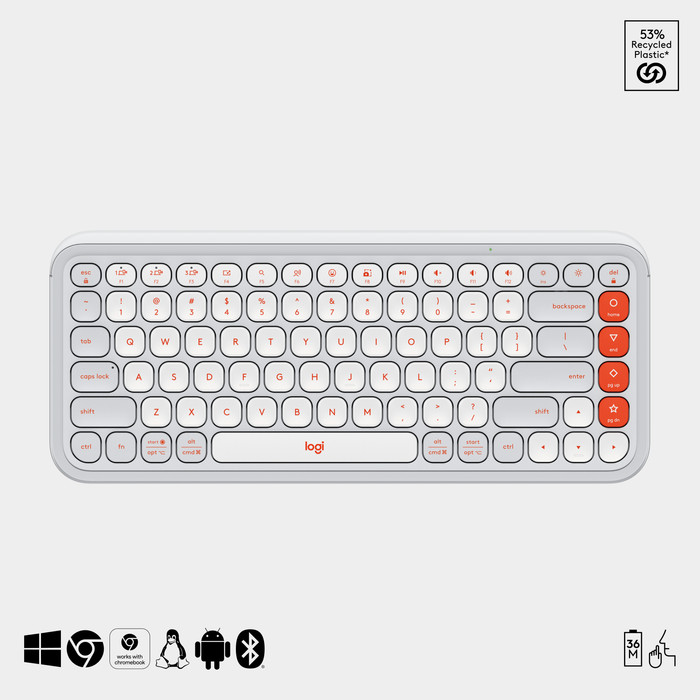 Logitech Pop Icon Combo toetsenbord en muis set Wit voorkant