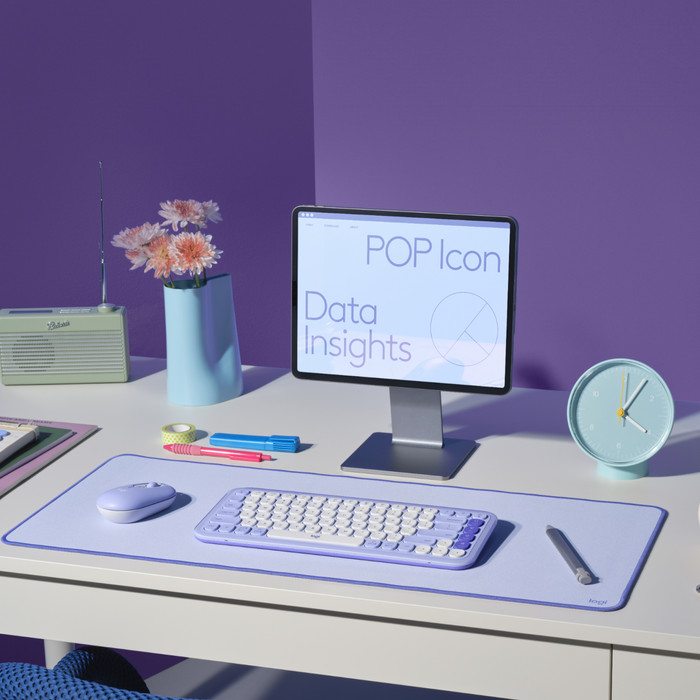 Logitech Pop Icon Combo toetsenbord en muis set Wit product in gebruik