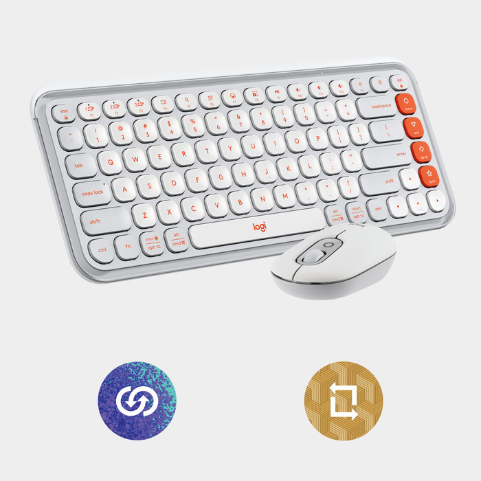 Logitech Pop Icon Combo toetsenbord en muis set Wit rechterkant