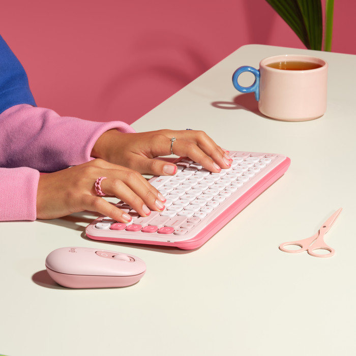 Logitech Pop Icon Combo Keyboard and Mouse Set Pink product in use