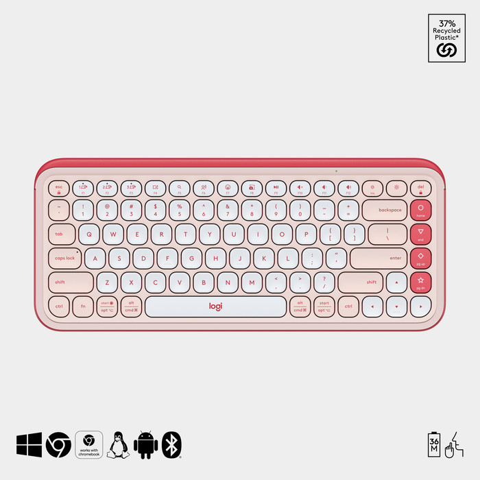 Logitech Pop Icon Combo Keyboard and Mouse Set Pink visual supplier