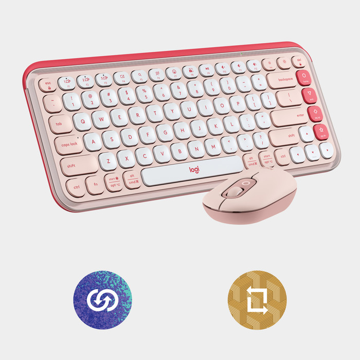 Logitech Pop Icon Combo Keyboard and Mouse Set Pink visual supplier
