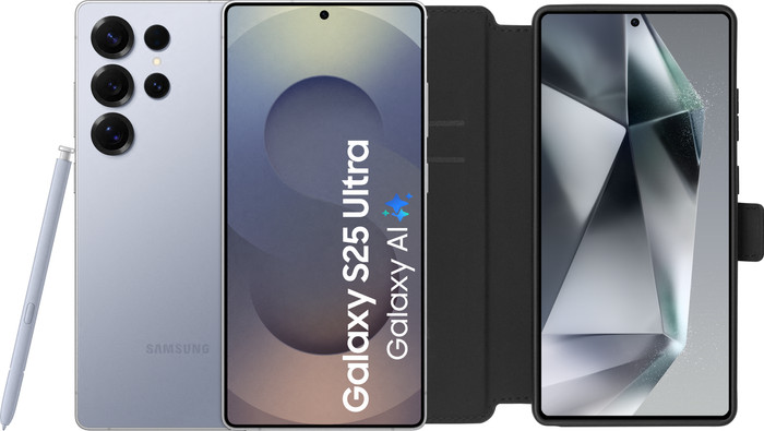Samsung Galaxy S25 Ultra 512GB Zilver 5G + BlueBuilt Book Case Zwart Main Image