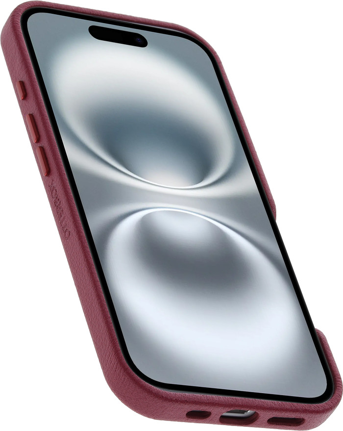Otterbox Symmetry Apple iPhone 16 Back Cover met MagSafe Magneet Leer Rood achterkant