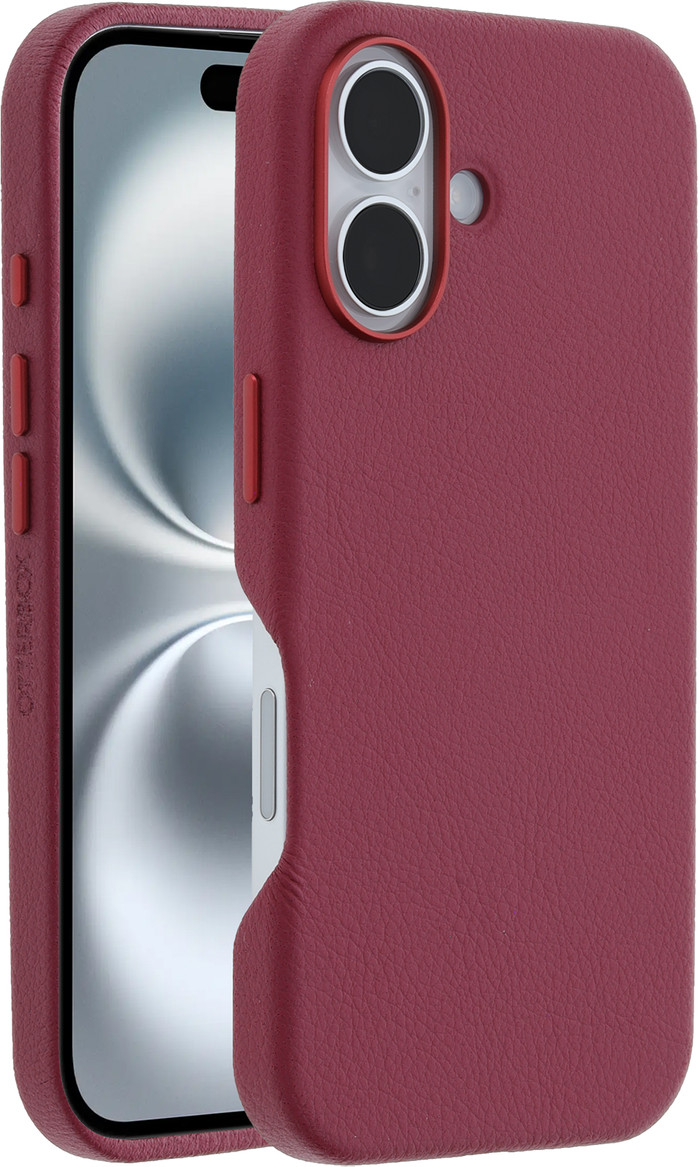 Otterbox Symmetry Apple iPhone 16 Back Cover met MagSafe Magneet Leer Rood visual leverancier
