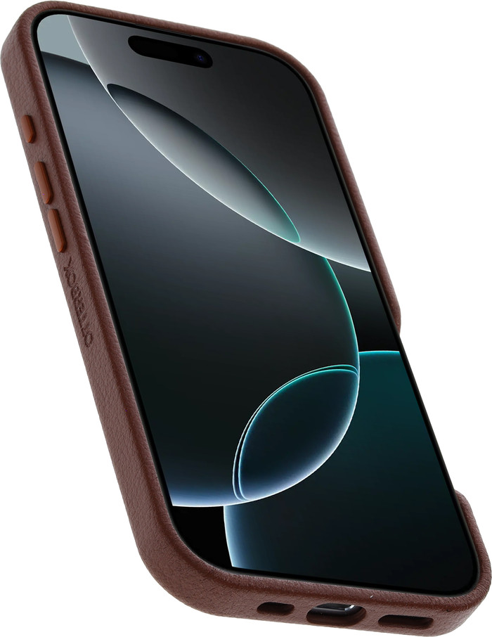 OtterBox Symmetry Apple iPhone 16 Pro Back Cover with MagSafe Magnet Leather Brown back