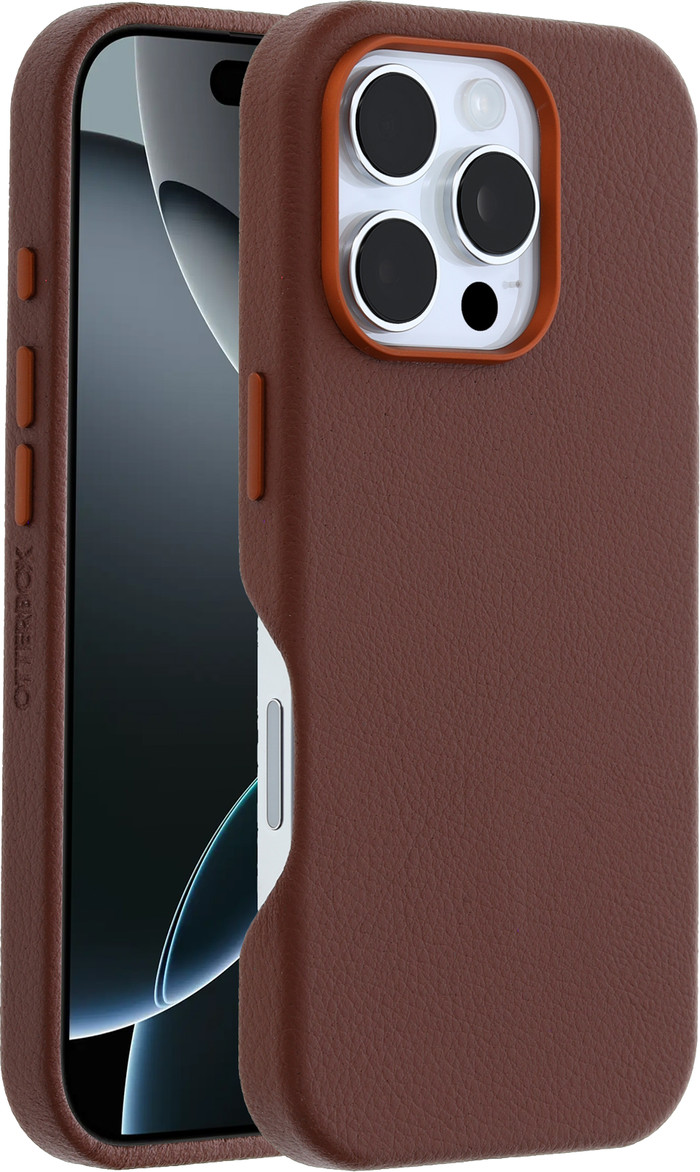 OtterBox Symmetry Apple iPhone 16 Pro Back Cover with MagSafe Magnet Leather Brown visual supplier